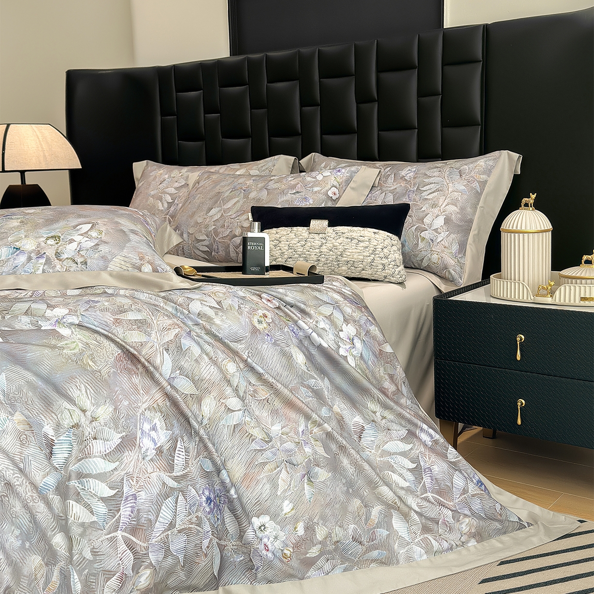 91家纺网 家纺一手货源 找家纺 元元家居（元元被业） 2026新款天丝棉四季款四件套-炫彩系列 花无缺