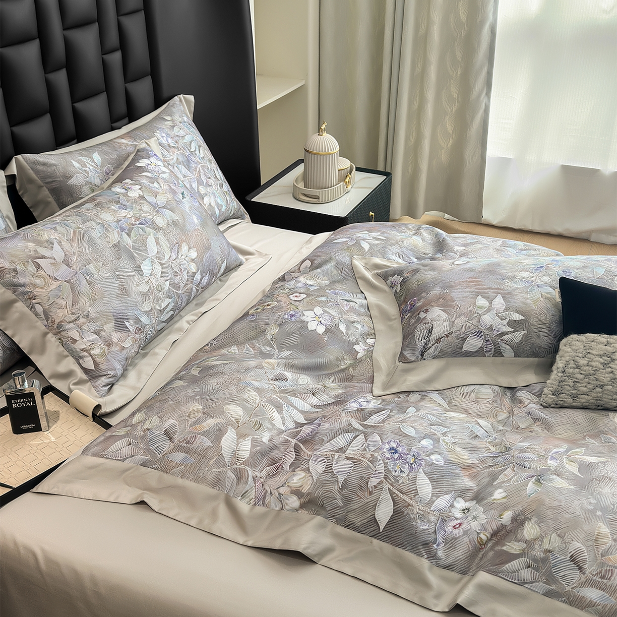 91家纺网 家纺一手货源 找家纺 元元家居（元元被业） 2026新款天丝棉四季款四件套-炫彩系列 花无缺