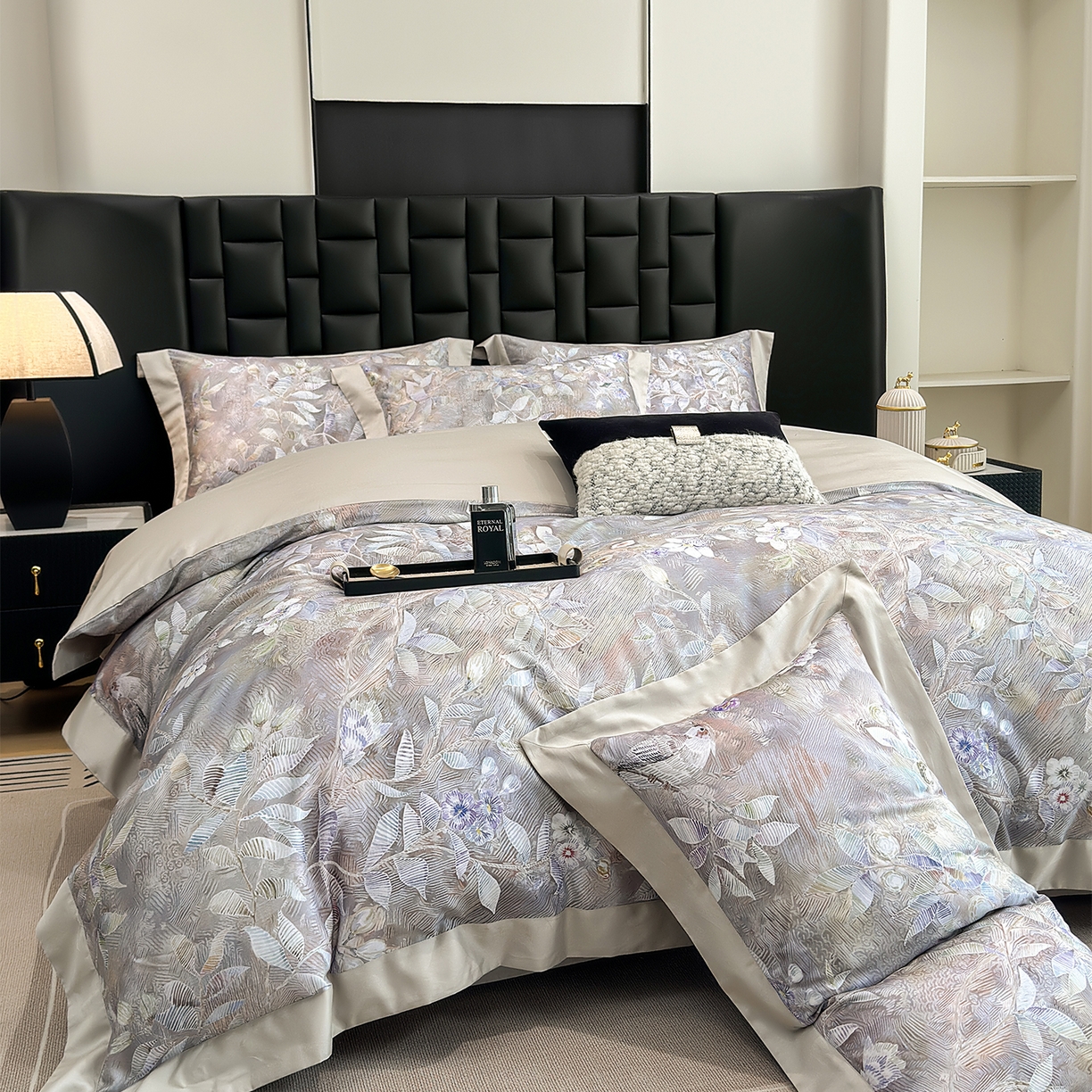 91家纺网 家纺一手货源 找家纺 元元家居（元元被业） 2026新款天丝棉四季款四件套-炫彩系列 花无缺