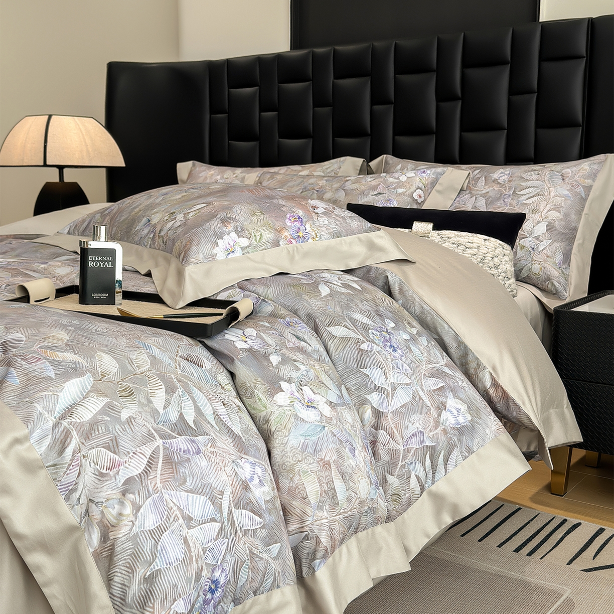 91家纺网 家纺一手货源 找家纺 元元家居（元元被业） 2026新款天丝棉四季款四件套-炫彩系列 花无缺