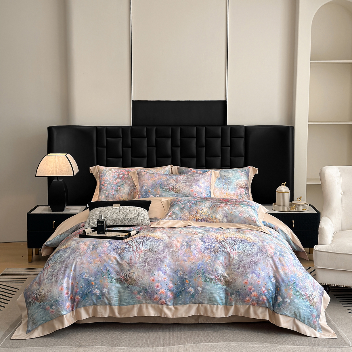 91家纺网 家纺一手货源 找家纺 元元家居（元元被业） 2026新款天丝棉四季款四件套-炫彩系列 开往春天的地铁