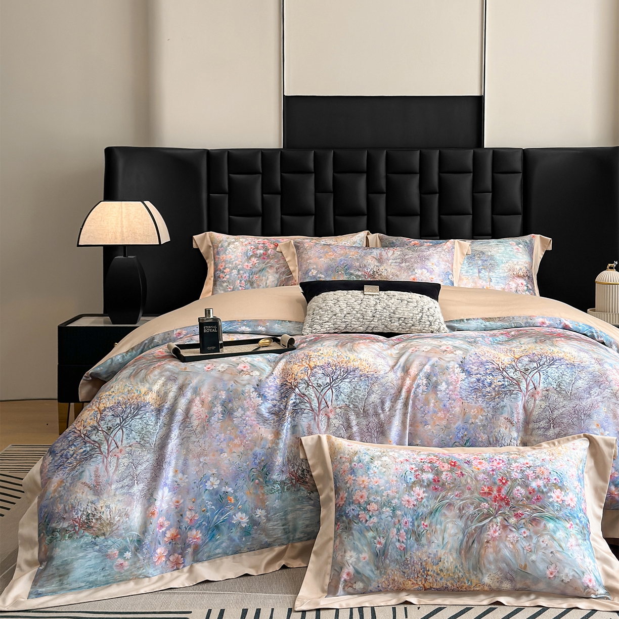 91家纺网 家纺一手货源 找家纺 元元家居（元元被业） 2026新款天丝棉四季款四件套-炫彩系列 开往春天的地铁