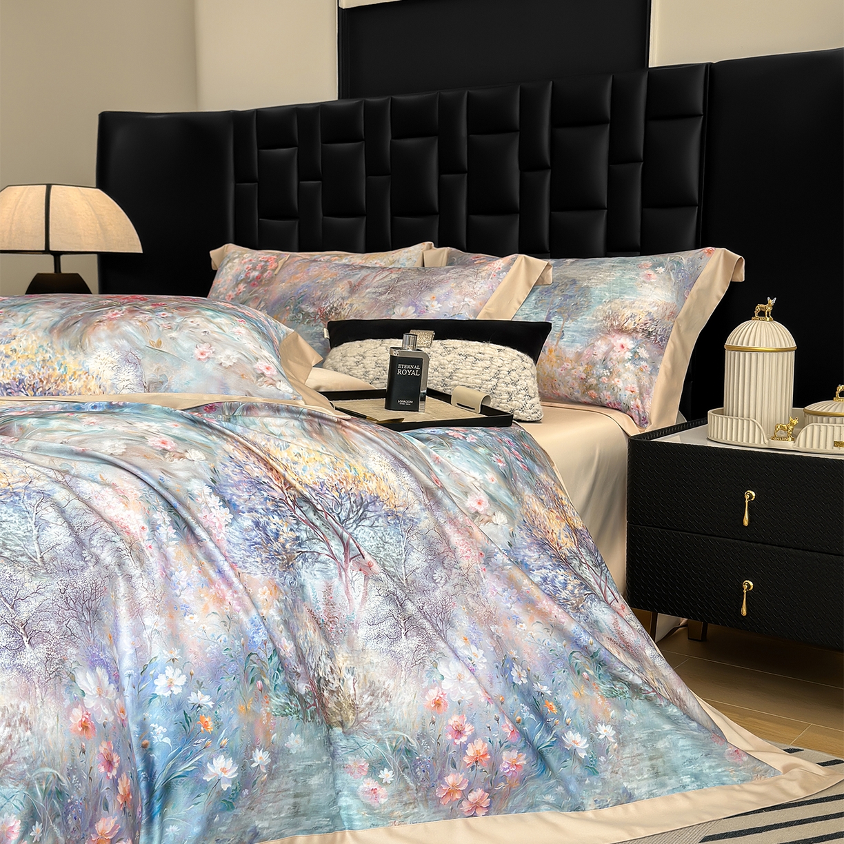 91家纺网 家纺一手货源 找家纺 元元家居（元元被业） 2026新款天丝棉四季款四件套-炫彩系列 开往春天的地铁