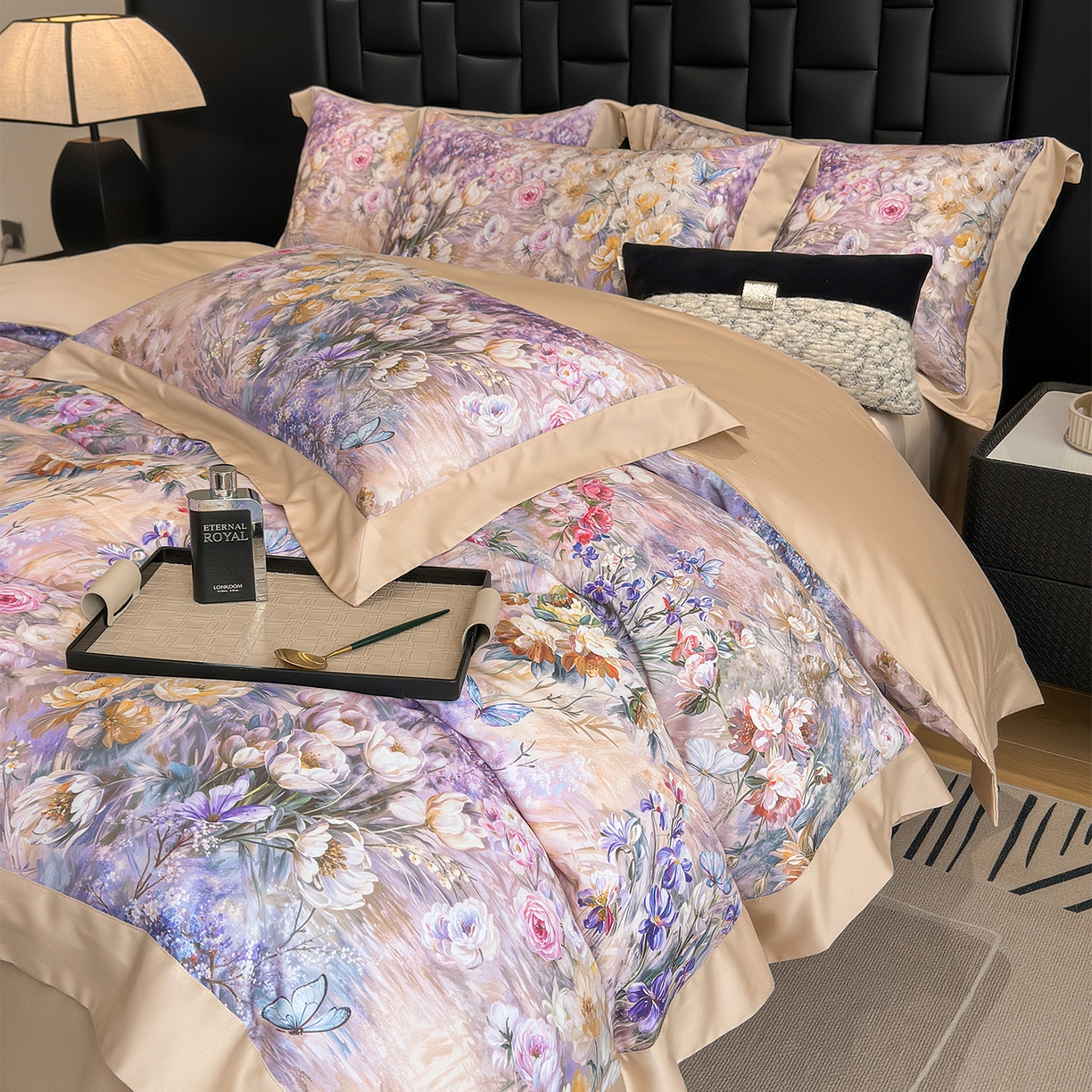 91家纺网 家纺一手货源 找家纺 元元家居（元元被业） 2026新款天丝棉四季款四件套-炫彩系列 恬静生活