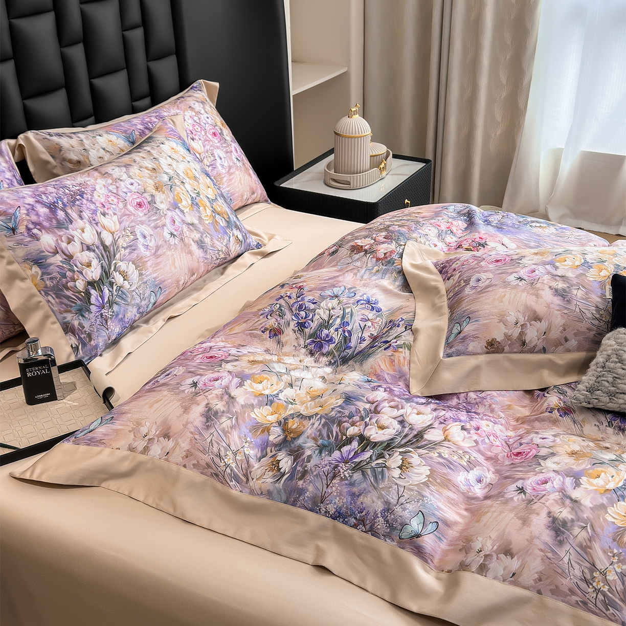 91家纺网 家纺一手货源 找家纺 元元家居（元元被业） 2026新款天丝棉四季款四件套-炫彩系列 恬静生活