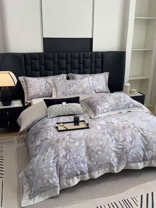 91家纺网 家纺一手货源 找家纺 元元家居（元元被业） 2026新款天丝棉四季款四件套-炫彩系列 花无缺