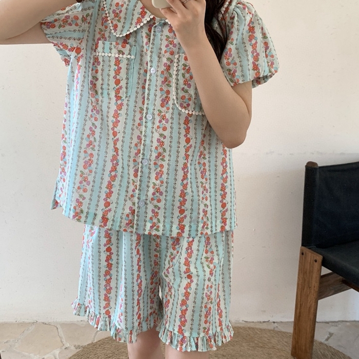 91家纺网 家纺一手货源 找家纺 （总）妍景2025新款25678-韩系娃娃领小碎花套装