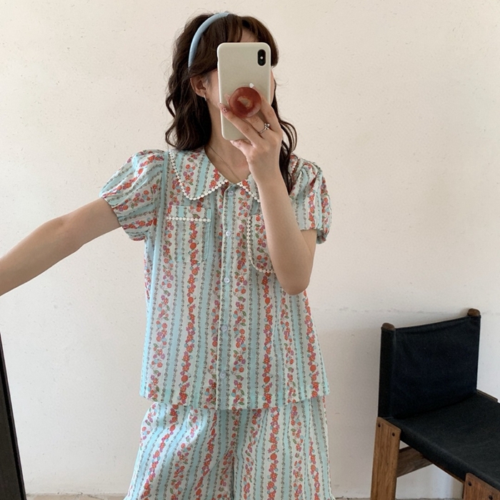 91家纺网 家纺一手货源 找家纺 （总）妍景2025新款25678-韩系娃娃领小碎花套装