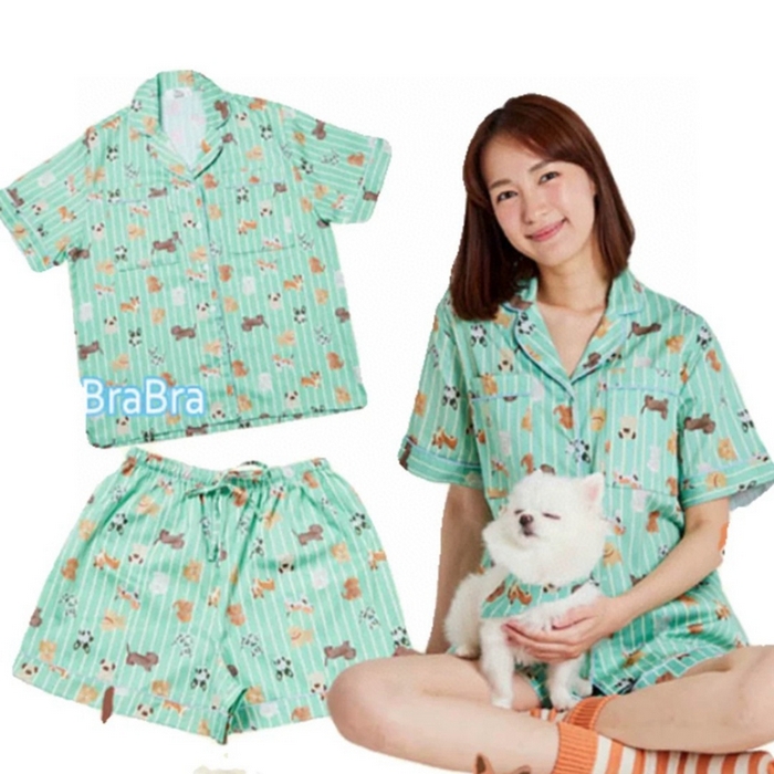 91家纺网 家纺一手货源 找家纺 妍景2025新款25671-泰系卡通小狗套装 绿色