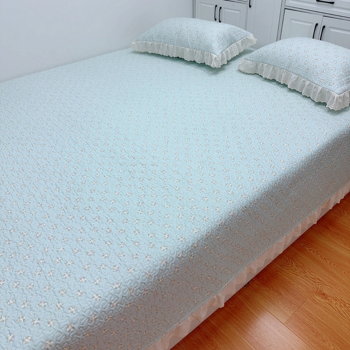 91家纺网 家纺一手货源 找家纺 （总）暖居 2025新款纯棉绗缝夹棉榻榻米支持定制防滑全棉印花小碎花农村大炕盖三件套系列