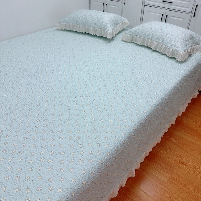 91家纺网 家纺一手货源 找家纺 暖居 2025新款纯棉绗缝夹棉榻榻米支持定制防滑全棉印花小碎花农村大炕盖三件套系列兰庭