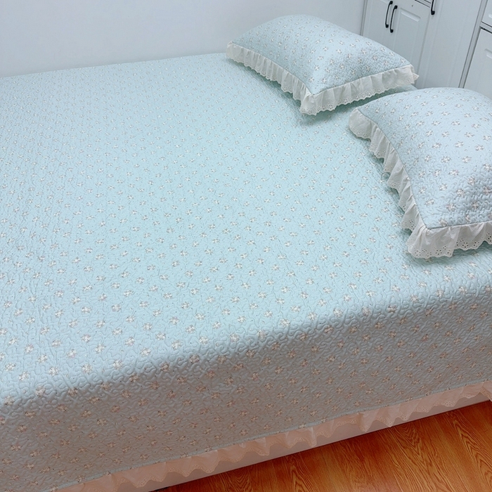 91家纺网 家纺一手货源 找家纺 暖居 2025新款纯棉绗缝夹棉榻榻米支持定制防滑全棉印花小碎花农村大炕盖三件套系列兰庭