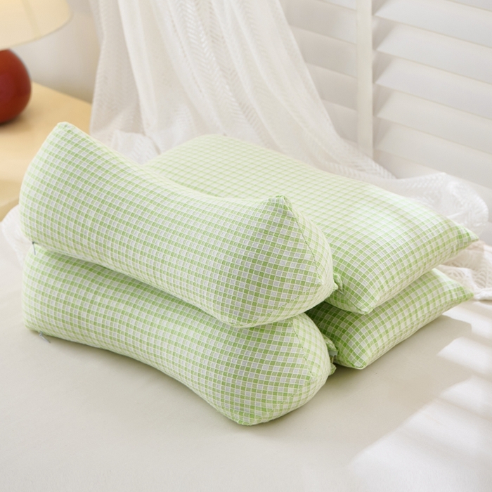 （总）大熊2025新款全棉格子水洗棉荞麦枕全荞麦壳填充