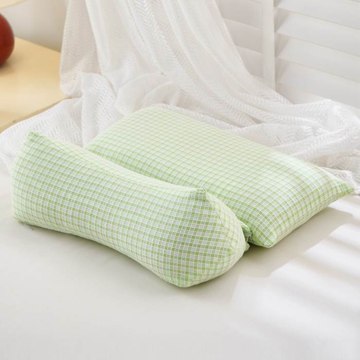 91家纺网 家纺一手货源 找家纺 大熊2025新款全棉格子水洗棉荞麦枕全荞麦壳填充 格子组合款荞麦枕-粉一只