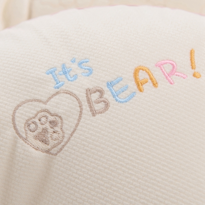 91家纺网 家纺一手货源 找家纺 大熊2025新款毛巾绣儿童护颈枕 多多熊粉色公主30*50儿童枕一对