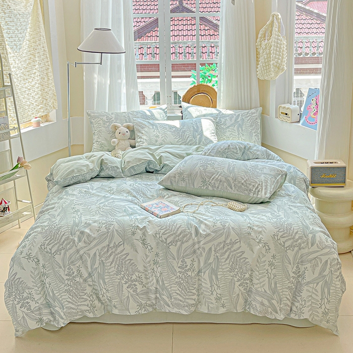 91家纺网 家纺一手货源 找家纺 小懒猪 2025年新款花卉小清新全棉13372四件套 青林