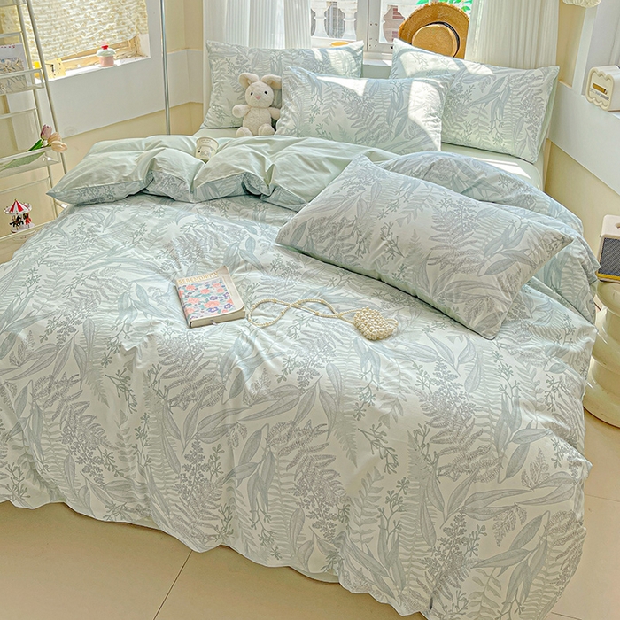 91家纺网 家纺一手货源 找家纺 小懒猪 2025年新款花卉小清新全棉13372四件套 青林