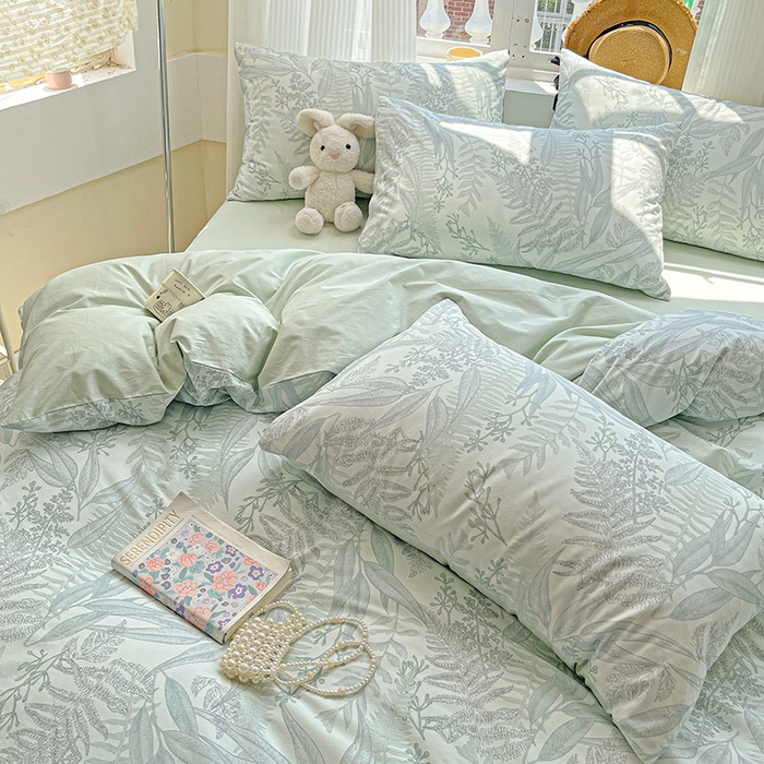 91家纺网 家纺一手货源 找家纺 小懒猪 2025年新款花卉小清新全棉13372四件套 青林