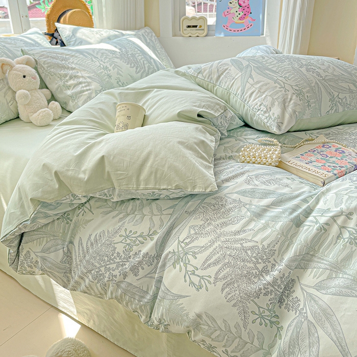 91家纺网 家纺一手货源 找家纺 小懒猪 2025年新款花卉小清新全棉13372四件套 青林