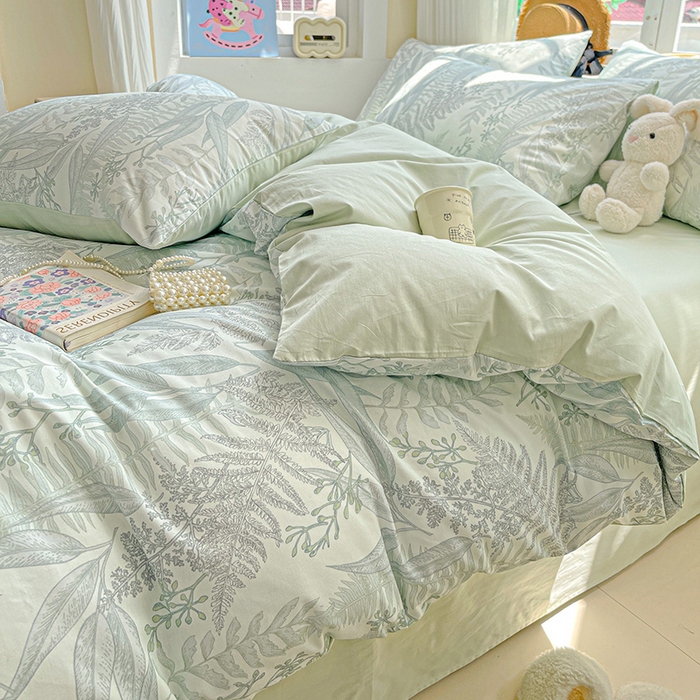 91家纺网 家纺一手货源 找家纺 小懒猪 2025年新款花卉小清新全棉13372四件套 青林