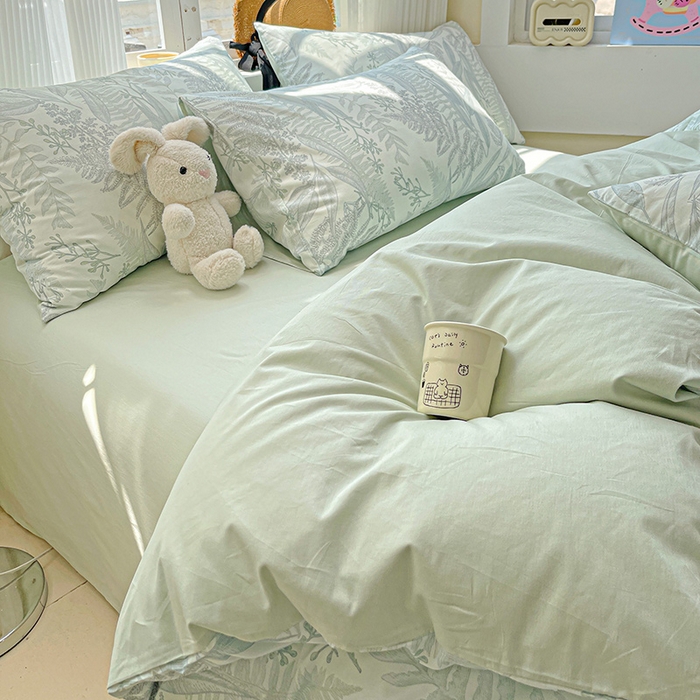 91家纺网 家纺一手货源 找家纺 小懒猪 2025年新款花卉小清新全棉13372四件套 青林