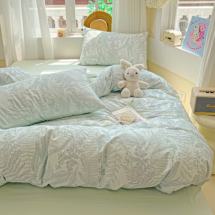 91家纺网 家纺一手货源 找家纺 小懒猪 2025年新款花卉小清新全棉13372四件套 青林