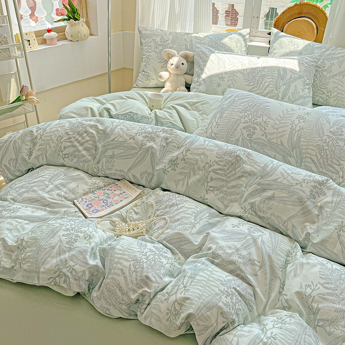 91家纺网 家纺一手货源 找家纺 小懒猪 2025年新款花卉小清新全棉13372四件套 青林