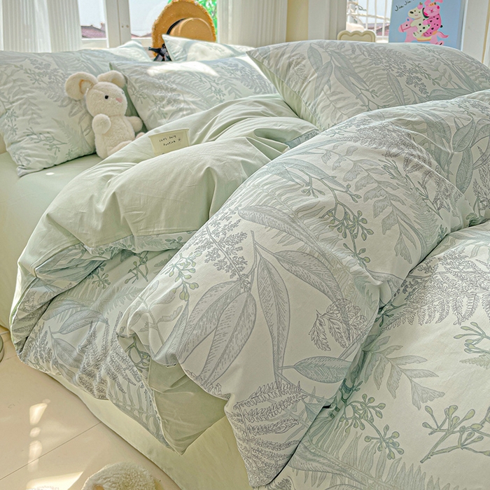 91家纺网 家纺一手货源 找家纺 小懒猪 2025年新款花卉小清新全棉13372四件套 青林