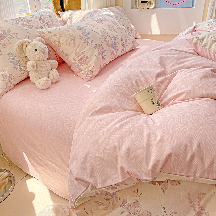 91家纺网 家纺一手货源 找家纺 小懒猪 2025年新款花卉小清新全棉13372四件套 蝶梦