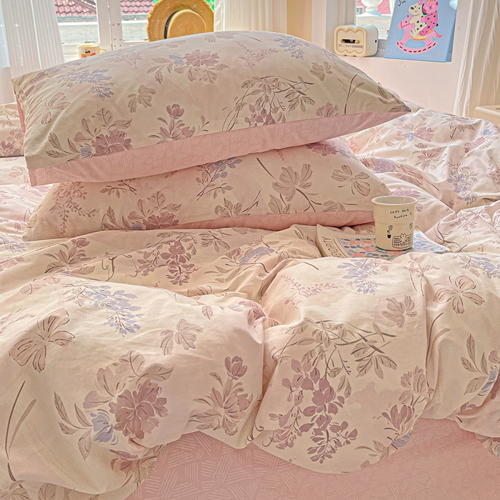 91家纺网 家纺一手货源 找家纺 小懒猪 2025年新款花卉小清新全棉13372四件套 蝶梦