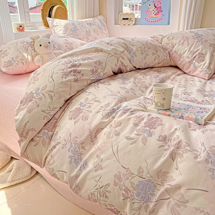 91家纺网 家纺一手货源 找家纺 小懒猪 2025年新款花卉小清新全棉13372四件套 蝶梦