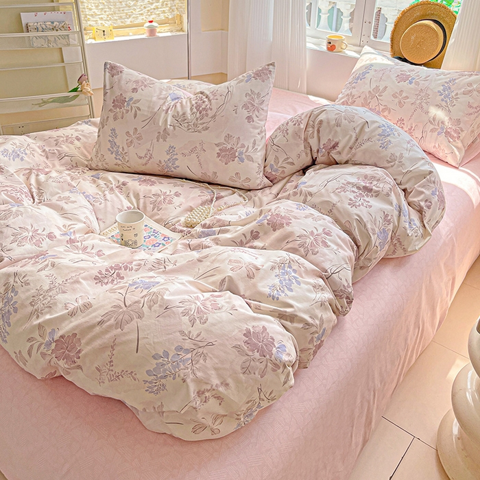 91家纺网 家纺一手货源 找家纺 小懒猪 2025年新款花卉小清新全棉13372四件套 蝶梦