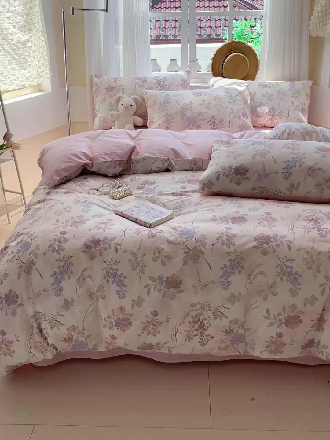 91家纺网 家纺一手货源 找家纺 小懒猪 2025年新款花卉小清新全棉13372四件套 蝶梦