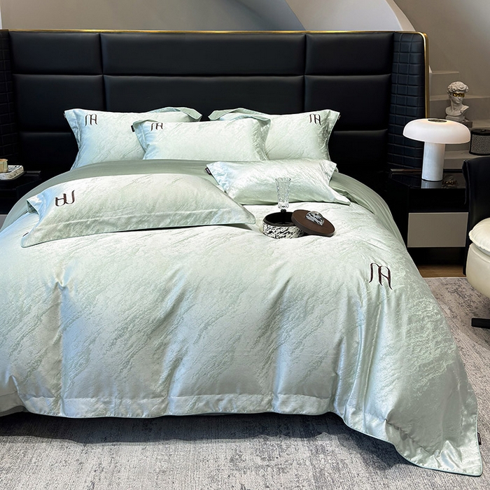 91家纺网 家纺一手货源 找家纺 2025春夏新款A类天丝棉提花四件套-丝蕴 丝蕴-浅松绿