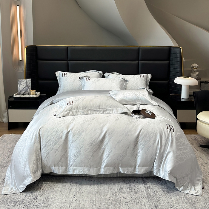 91家纺网 家纺一手货源 找家纺 2025春夏新款A类天丝棉提花四件套-丝蕴 丝蕴-蒂奥银