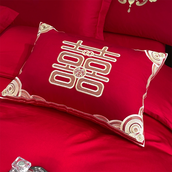 91家纺网 家纺一手货源 找家纺 2024新款双面磨毛绣花婚庆四件套-汇总花嫁喜事