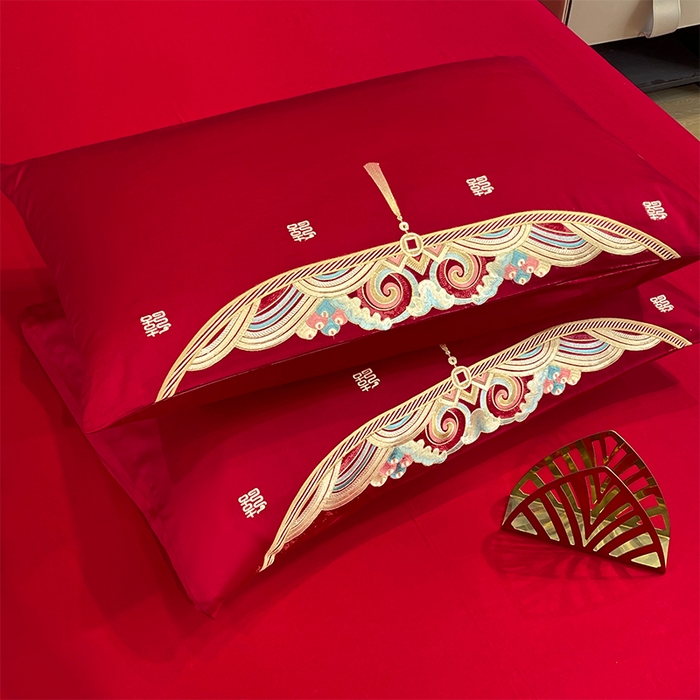 91家纺网 家纺一手货源 找家纺 2024新款双面磨毛绣花婚庆四件套-汇总如意龙凤