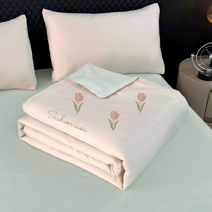 91家纺网 家纺一手货源 找家纺 （总）益多眠 2025新款水洗真丝刺绣夏被夏凉被空调被四件套