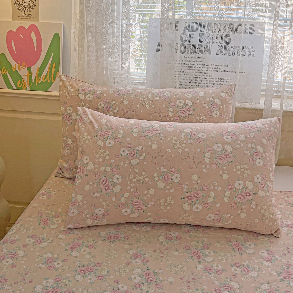 91家纺网 家纺一手货源 找家纺 初念 2025春夏新款云感纱印花单床单 爱如星辰