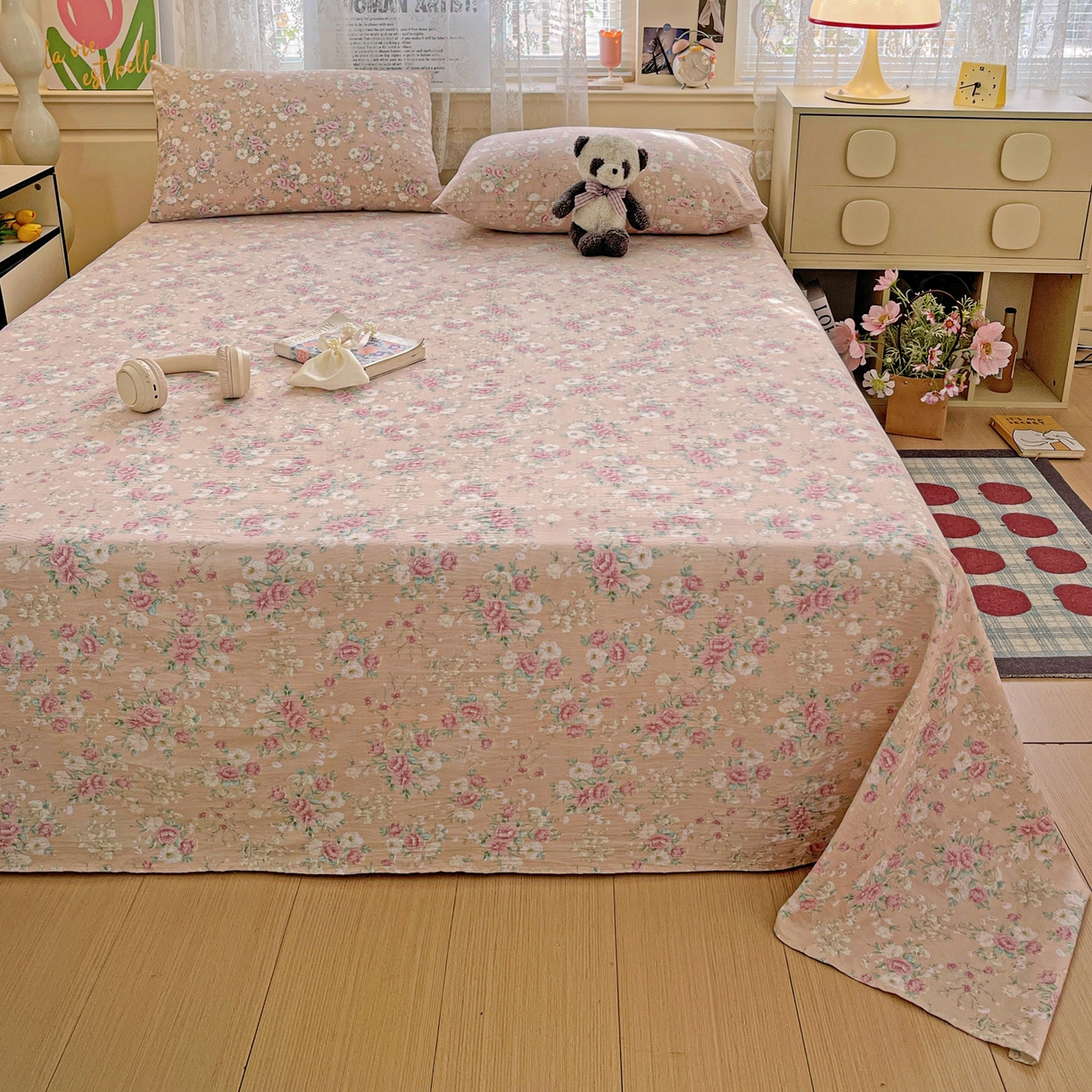 91家纺网 家纺一手货源 找家纺 初念 2025春夏新款云感纱印花单床单 爱如星辰