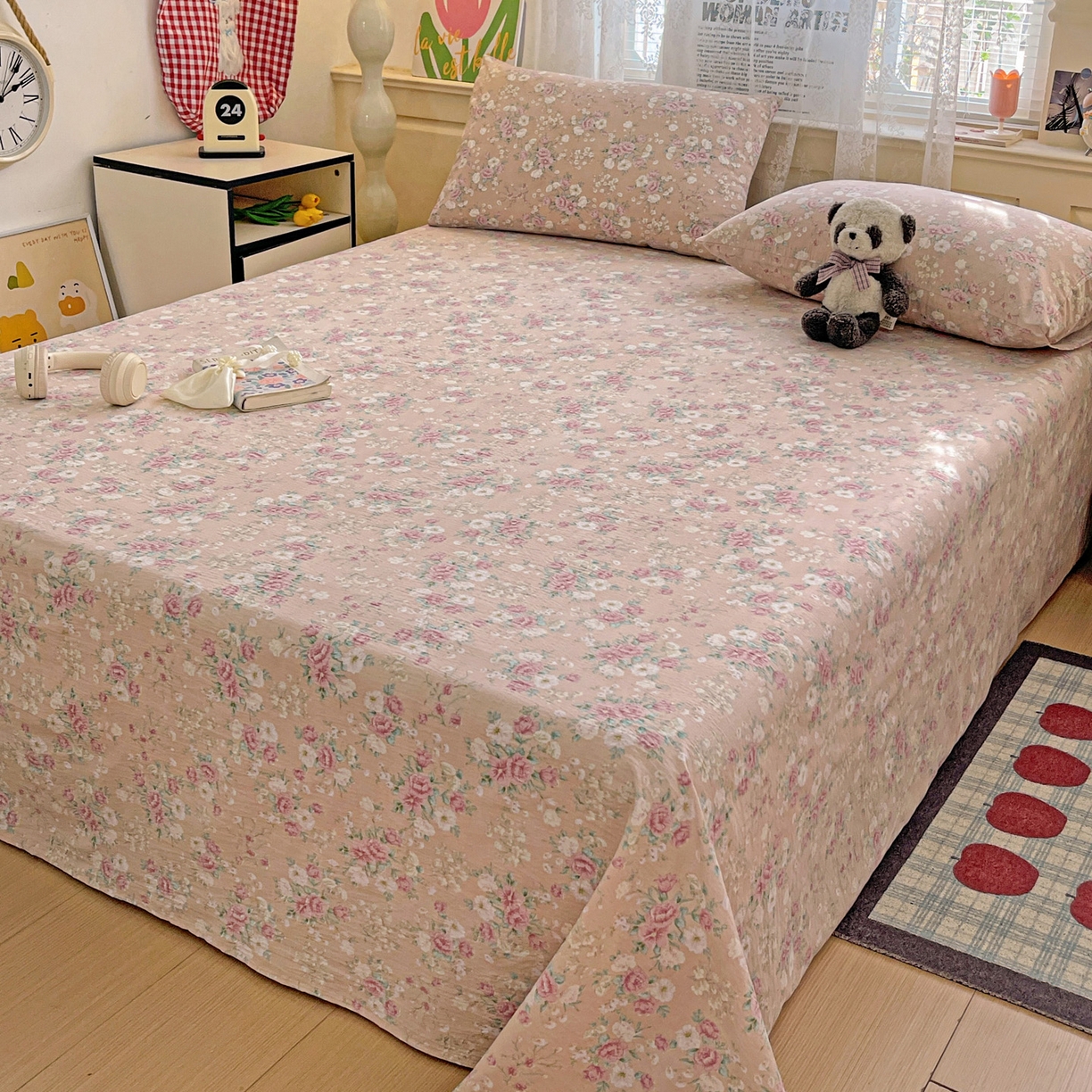 91家纺网 家纺一手货源 找家纺 初念 2025春夏新款云感纱印花单床单 爱如星辰