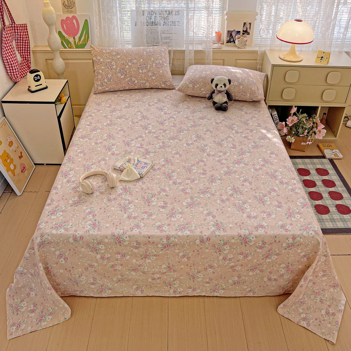 91家纺网 家纺一手货源 找家纺 初念 2025春夏新款云感纱印花单床单 爱如星辰