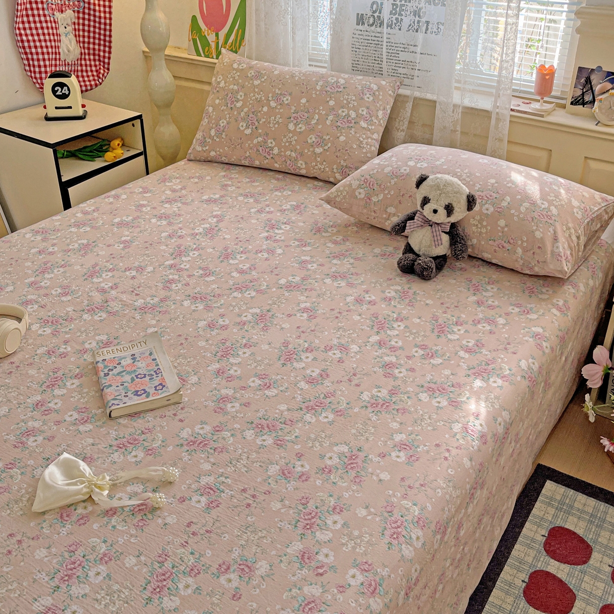 91家纺网 家纺一手货源 找家纺 初念 2025春夏新款云感纱印花单床单 爱如星辰