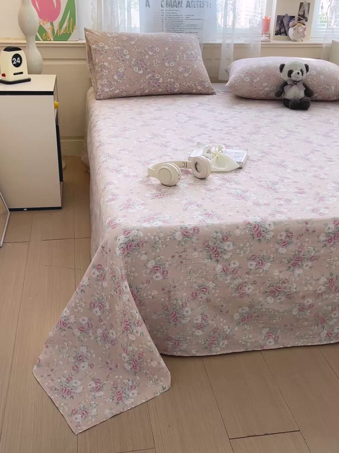 91家纺网 家纺一手货源 找家纺 初念 2025春夏新款云感纱印花单床单 爱如星辰