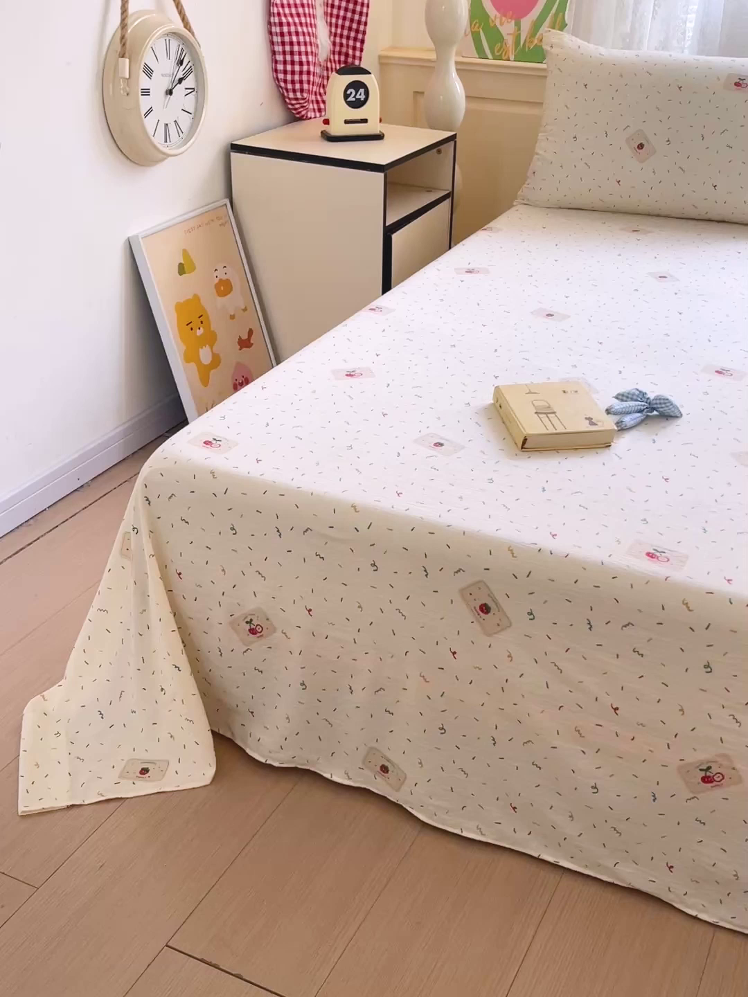 91家纺网 家纺一手货源 找家纺 初念 2025春夏新款云感纱印花单床单 草莓糖霜