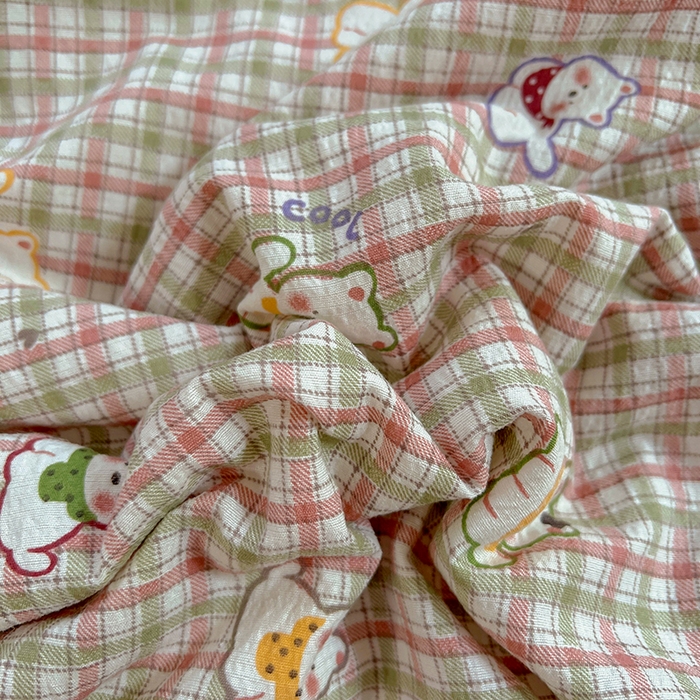 91家纺网 家纺一手货源 找家纺 美梦家纺 2025新款皱皱纱花边夏被床盖四件套 呆萌西高地