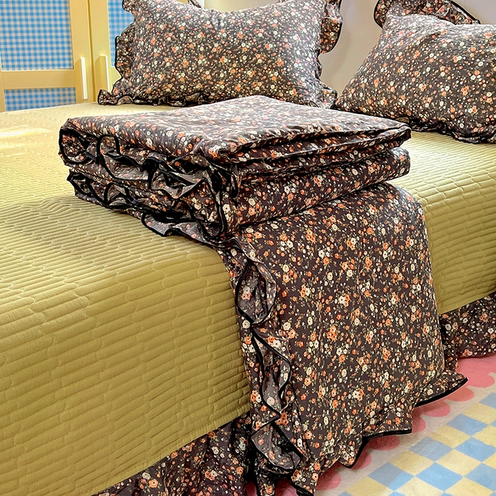 美梦家纺 2025新款皱皱纱花边夏被床盖四件套 小片尾曲