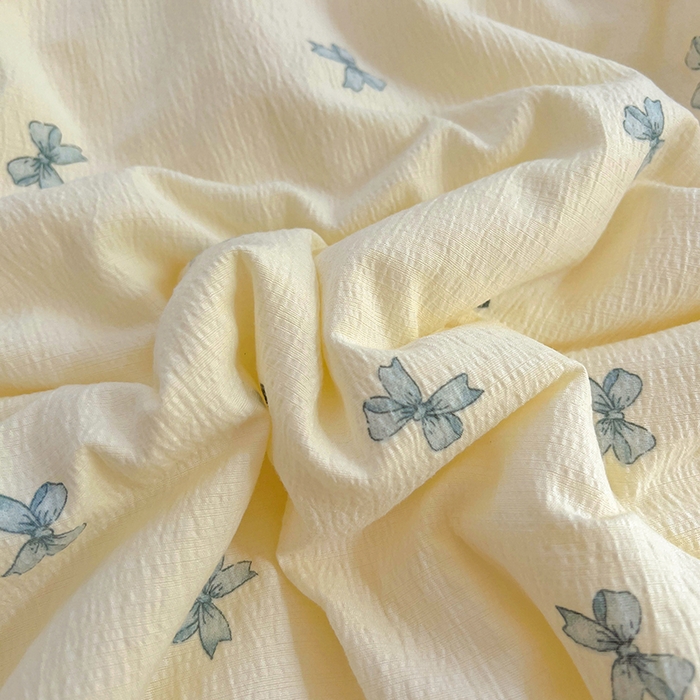 91家纺网 家纺一手货源 找家纺 美梦家纺 2025新款皱皱纱花边夏被床盖四件套 相思兰