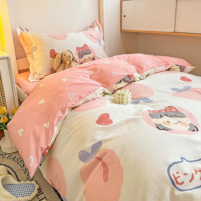 91家纺网 家纺一手货源 找家纺 恩泽2025印花学生三件套 白桃公主