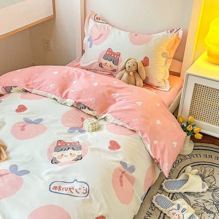 91家纺网 家纺一手货源 找家纺 恩泽2025印花学生三件套 白桃公主